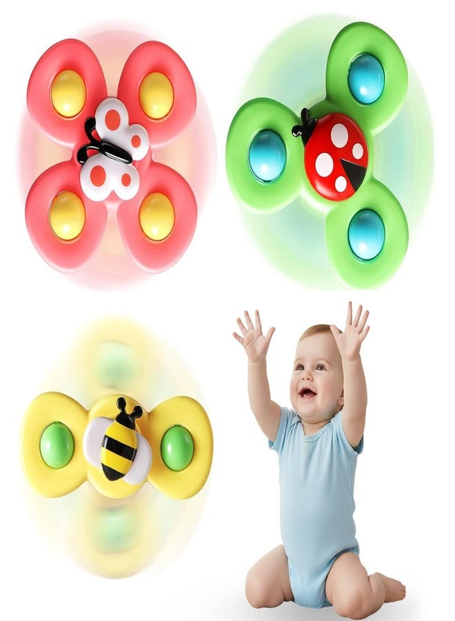 NHR 3 Pcs Baby Spinner Toys - Insect Suction Cup Bath Toys, Sensory Fidget Spinners for Toddlers & Infants, Water Play, Car Window & Travel Toys, Gift for Kids - Image 1